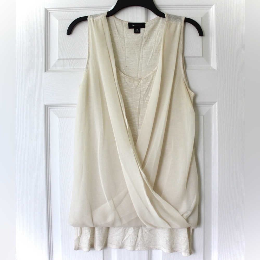 AB Studio | Cream Sleeveless Blouse Drape Front Flounce Style